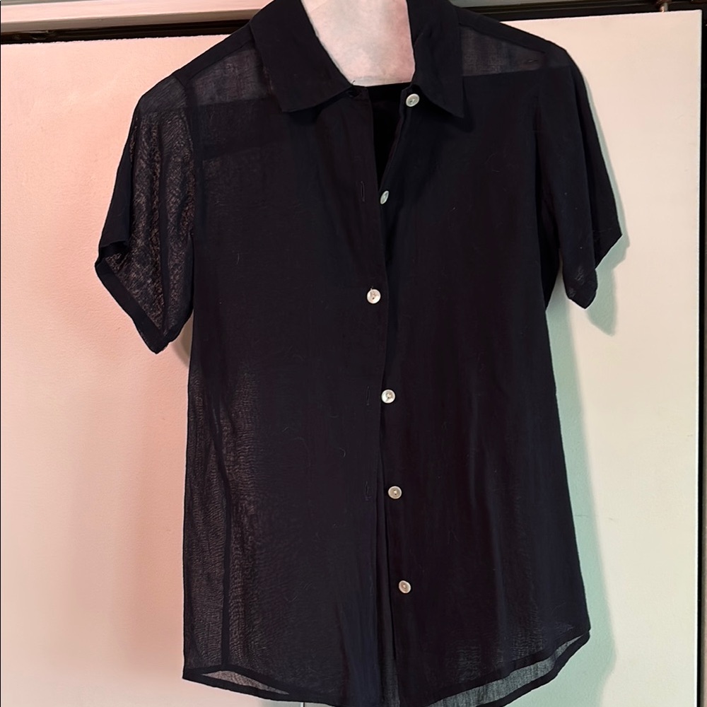 Sheer Black Button-Up Shirt, size XS (but wears like an S).